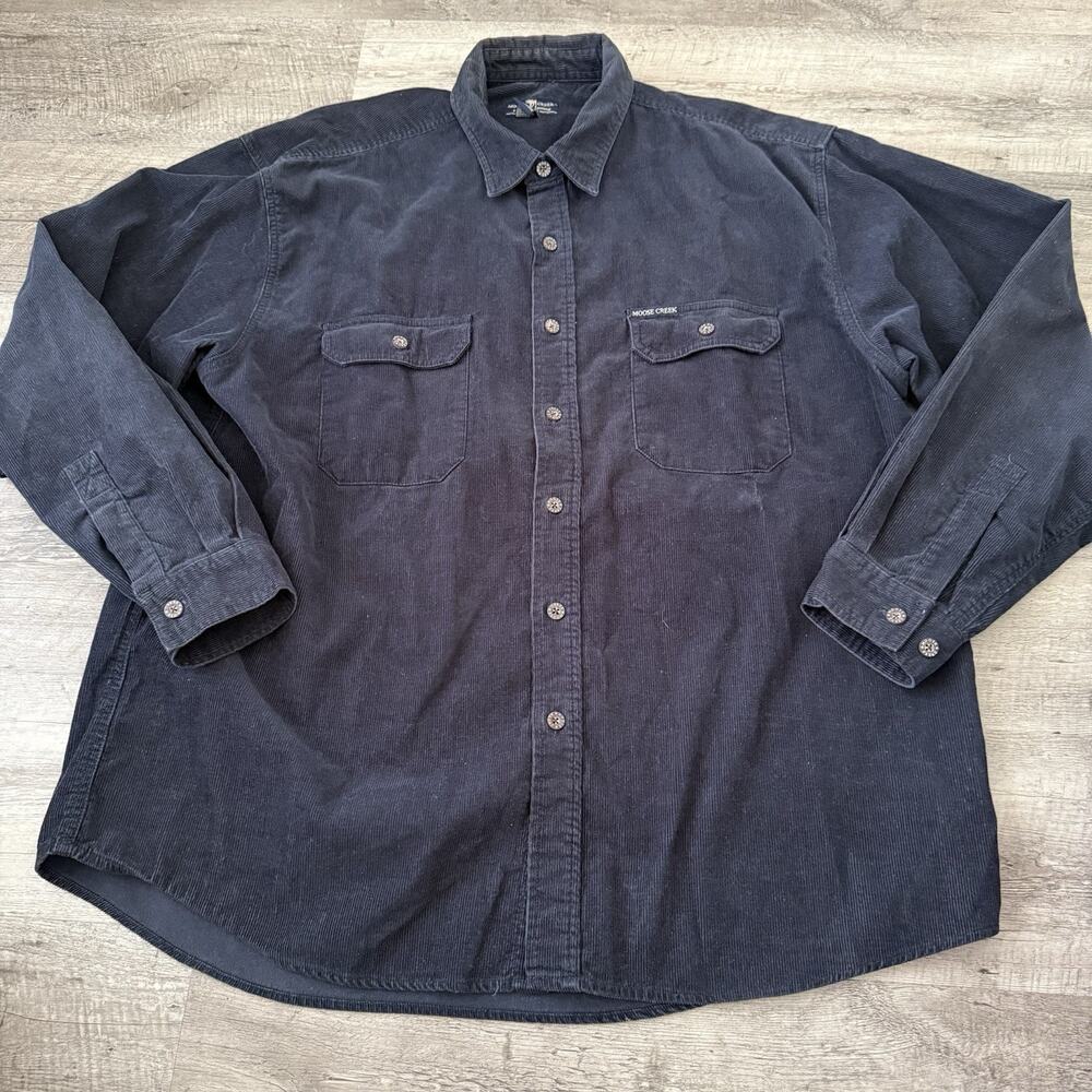 Moose Creek Corduroy Shirt Mens Sz XXL Blue Long Sleeve Shacket 100% Cotton